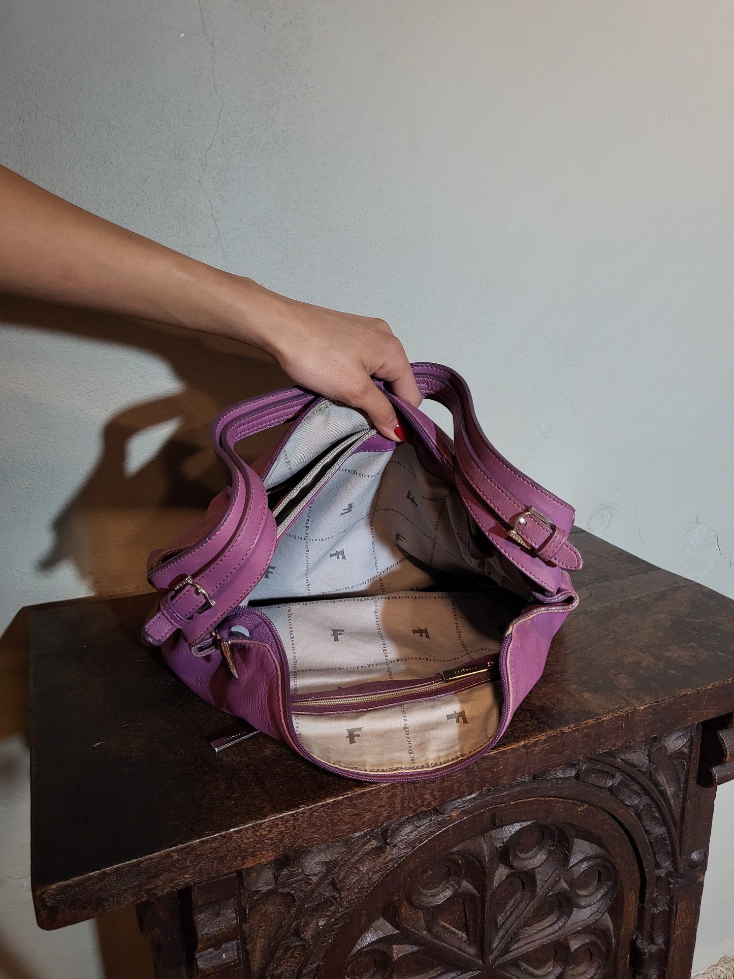 90s Lavender Leather Shoulder Bag