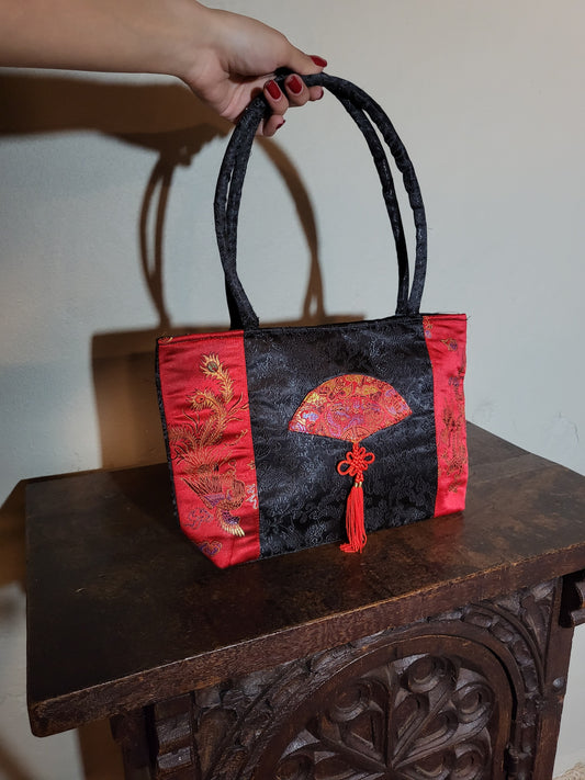 Vintage Jacquard Panel Statement Handbag