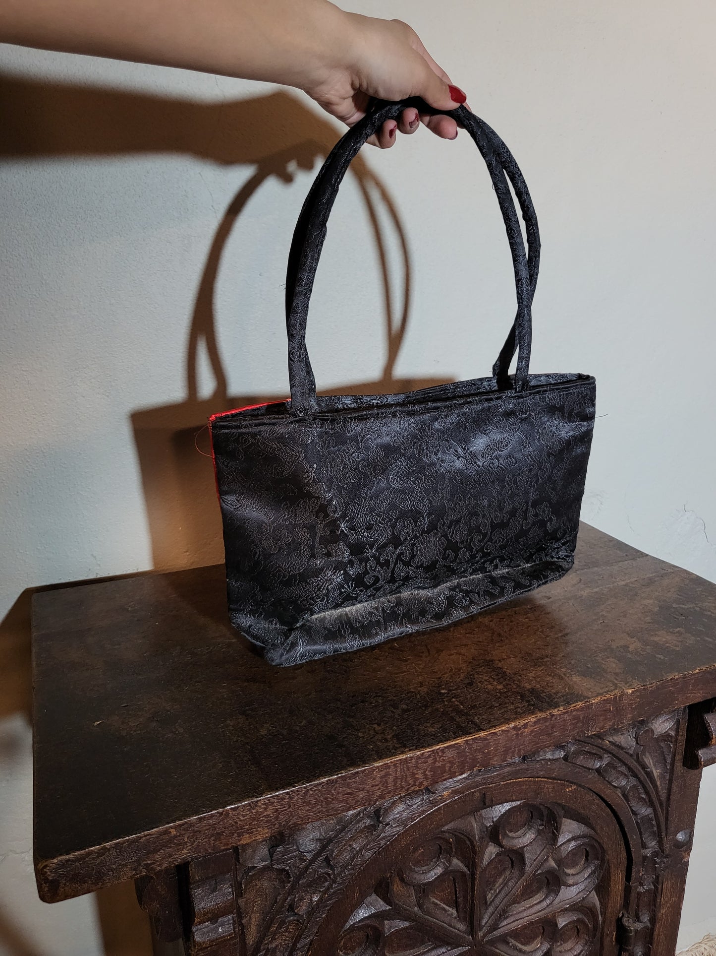 Vintage Jacquard Panel Statement Handbag