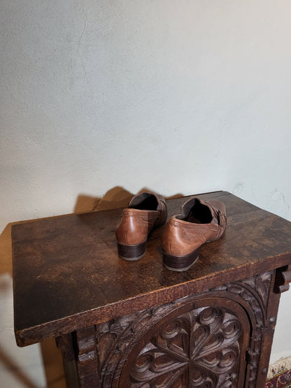 Tamaris Brown Leather Heeled Loafers