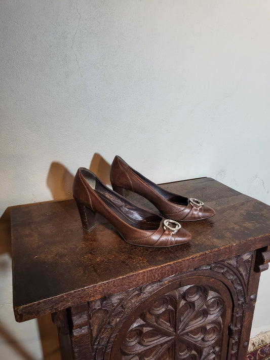 Hugo Boss Brown Leather Heels