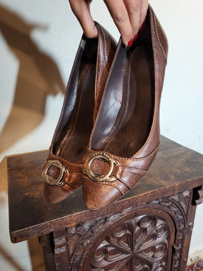 Hugo Boss Brown Leather Heels