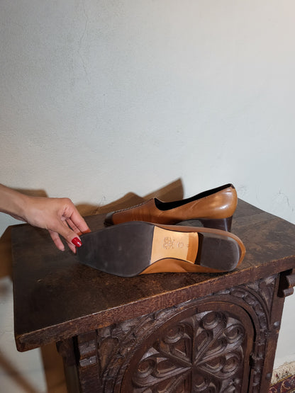 Calzolaio Leather Square-Toe Heels