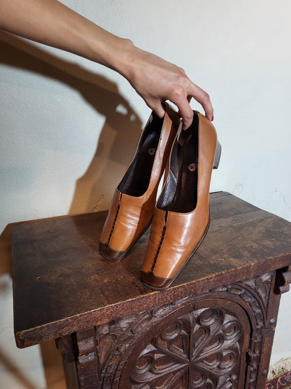 Calzolaio Leather Square-Toe Heels