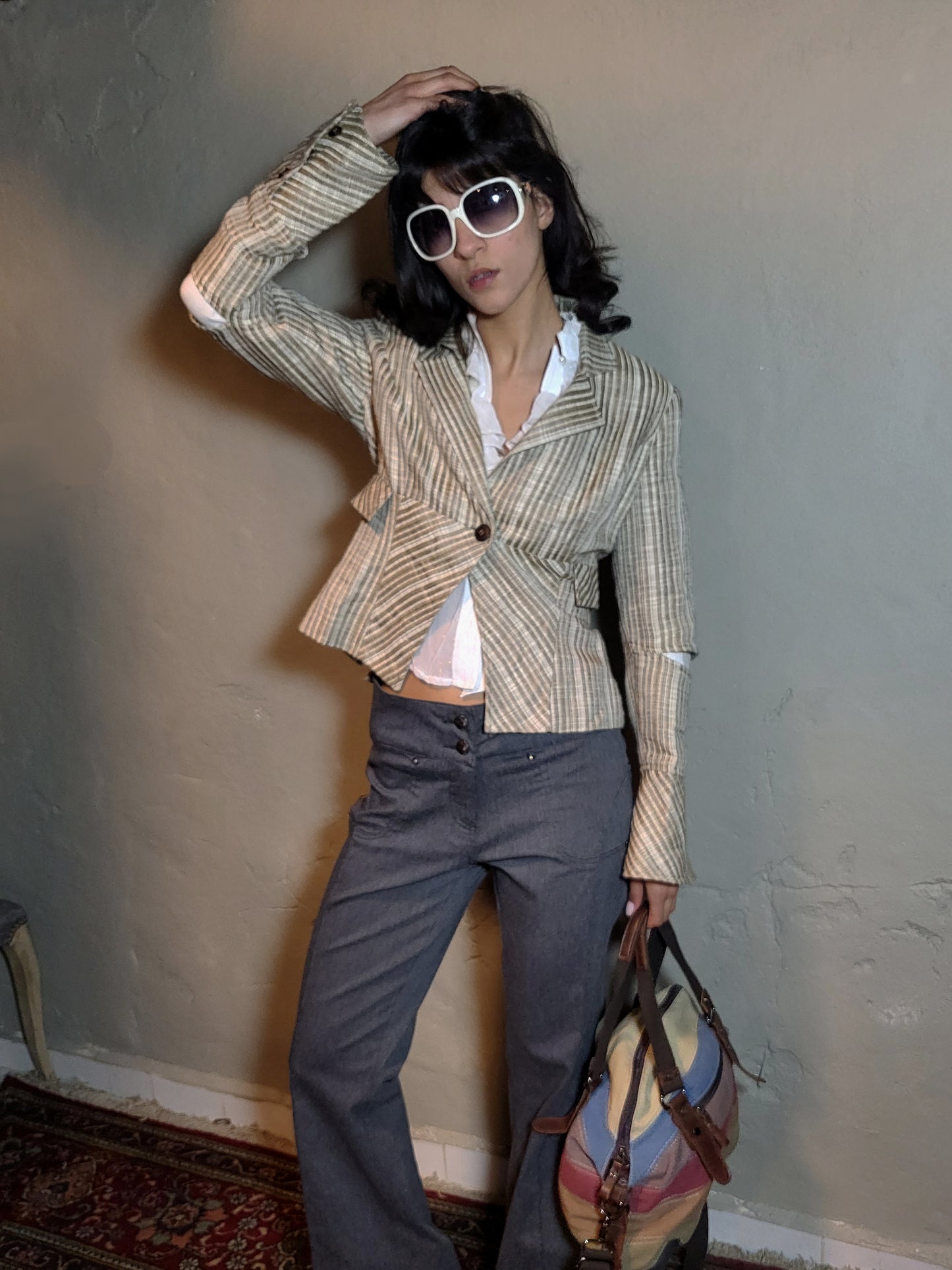 Vintage Striped Tailored Panel Blazer
