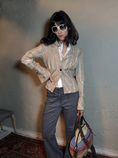 Vintage Striped Tailored Panel Blazer
