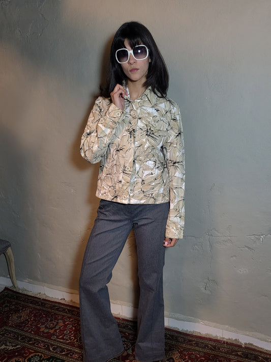 Vintage Floral Denim Utility Jacket