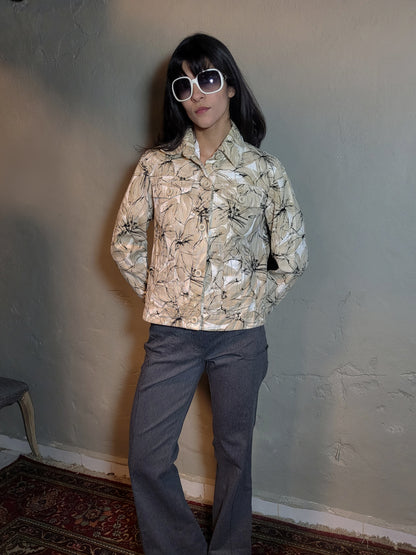Vintage Floral Denim Utility Jacket