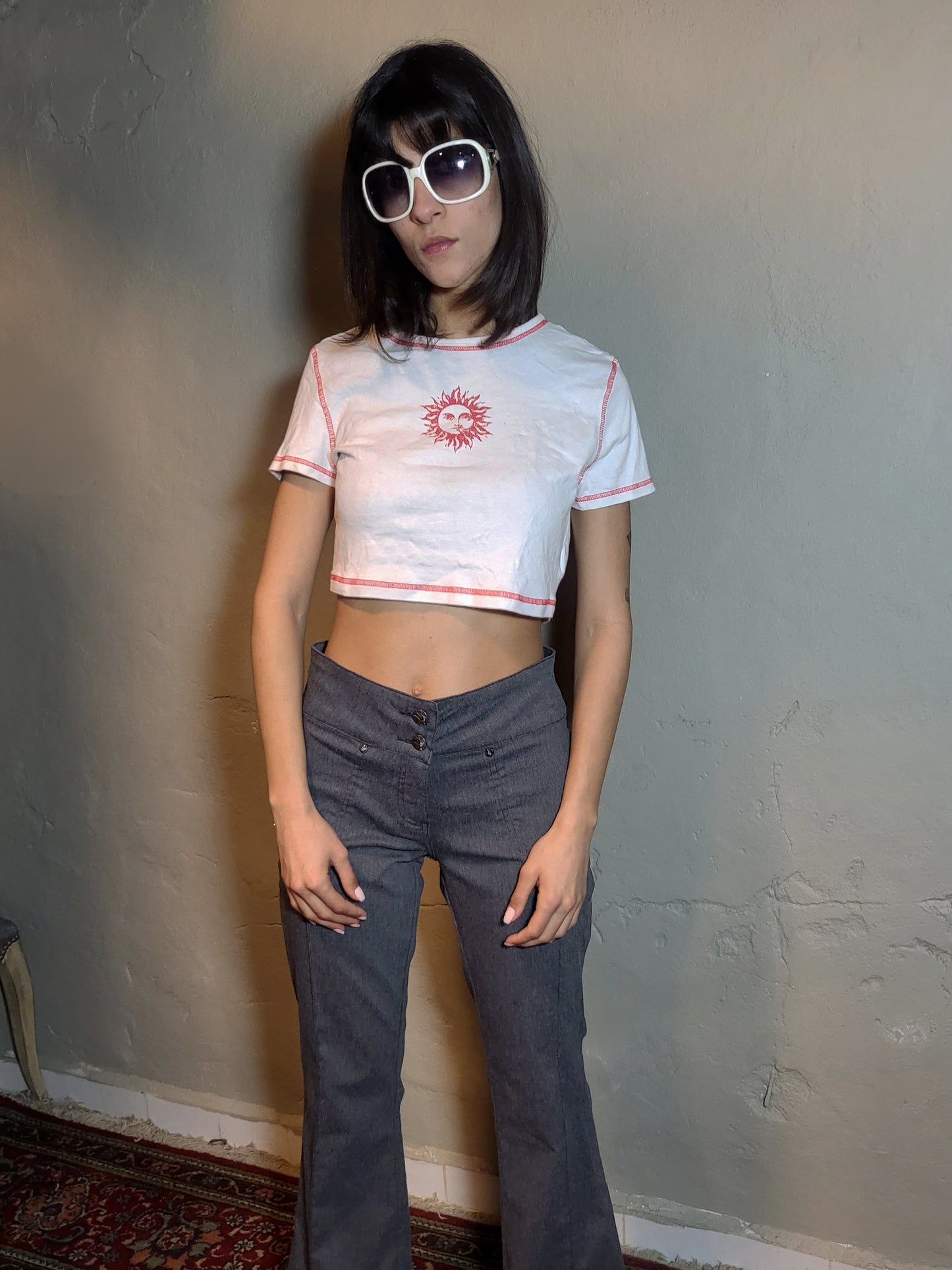 Vintage Sun Graphic Cropped Baby Tee