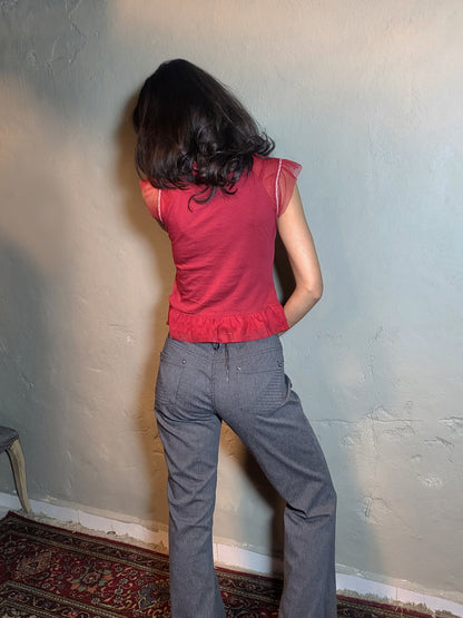 Vintage Sheer Ruffled Panel Blouse