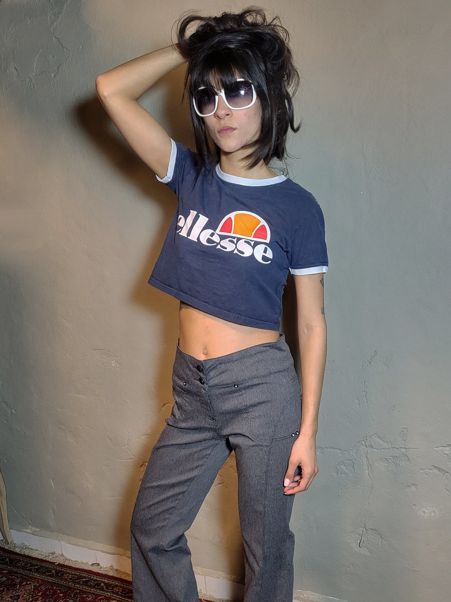 Vintage Ellesse Logo Cropped Baby Tee