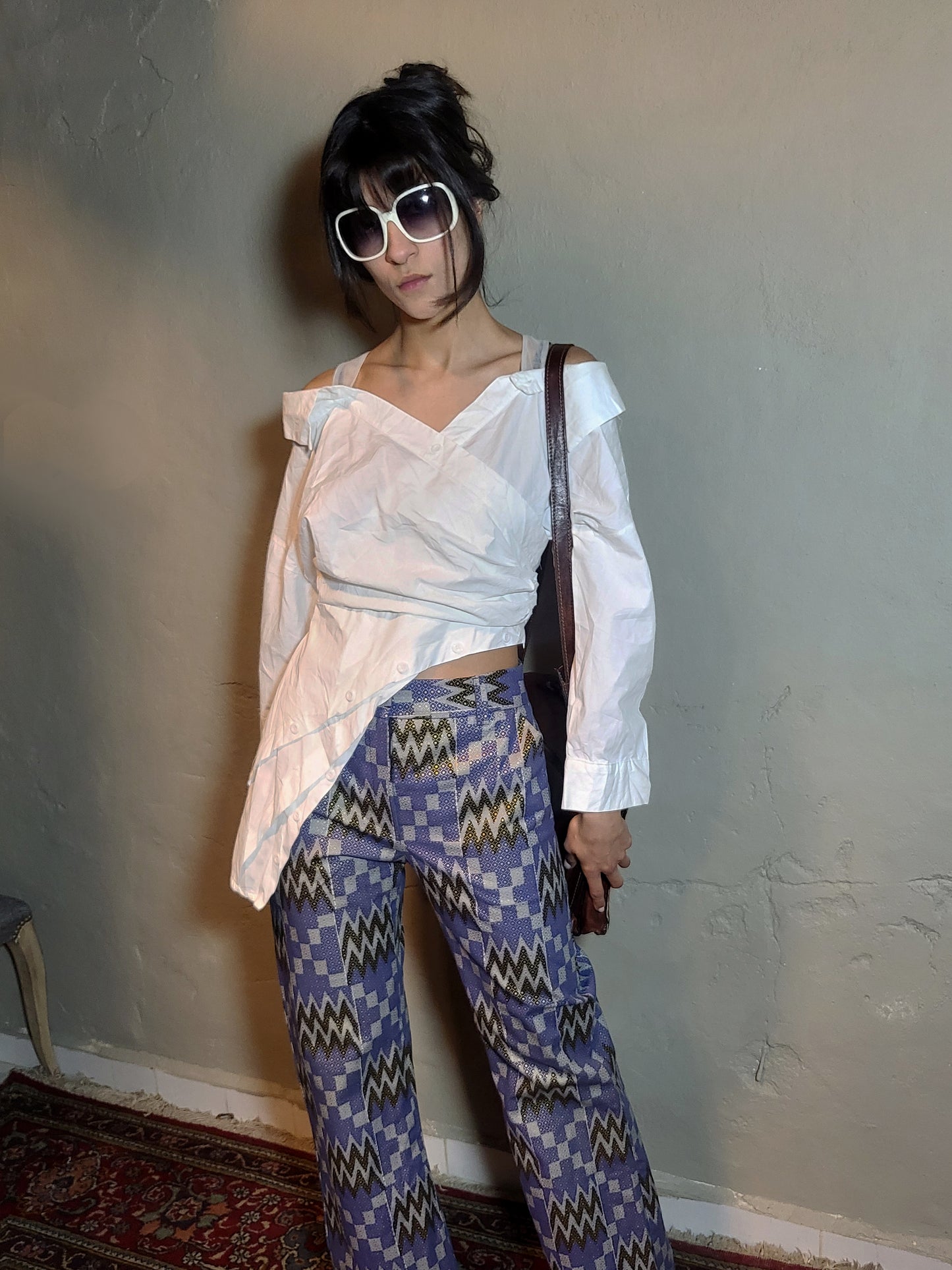 Asymmetrical Draped Cotton Shirt