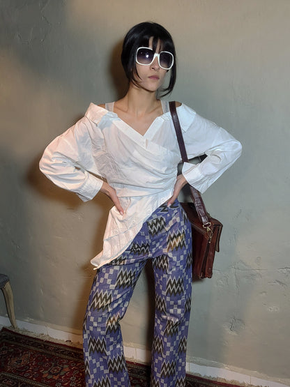 Asymmetrical Draped Cotton Shirt