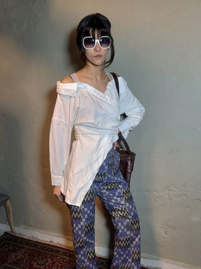 Asymmetrical Draped Cotton Shirt