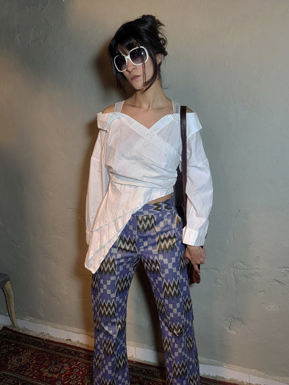 Asymmetrical Draped Cotton Shirt