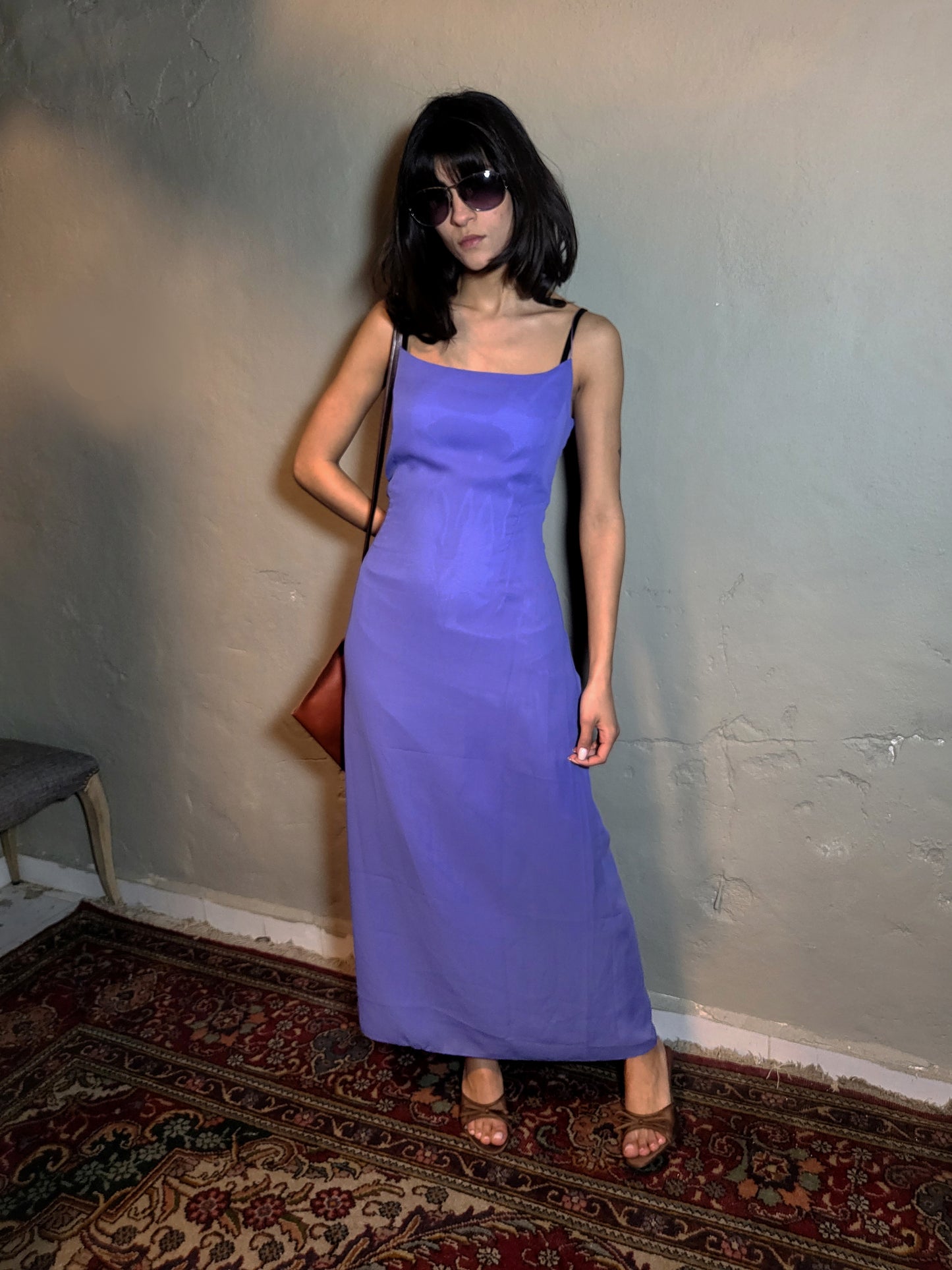 Yessica 90s Lilac Slip Midi Dress