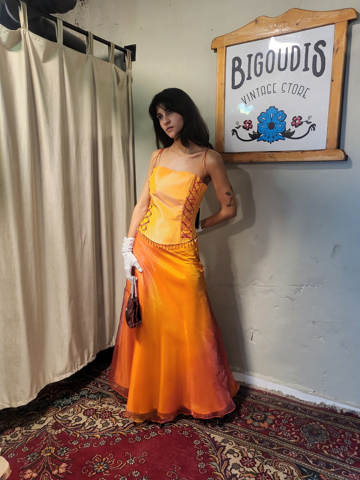 Tangerine Corset & Maxi Skirt Set