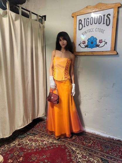 Tangerine Corset & Maxi Skirt Set