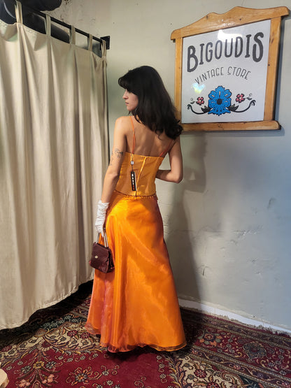 Tangerine Corset & Maxi Skirt Set