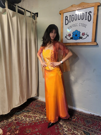 Tangerine Corset & Maxi Skirt Set