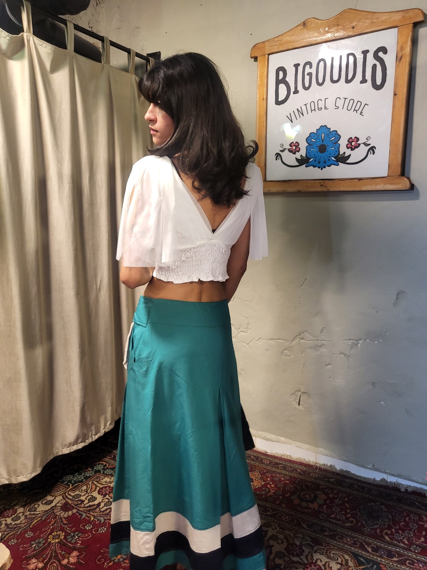 White Flutter Sleeve Crop Top