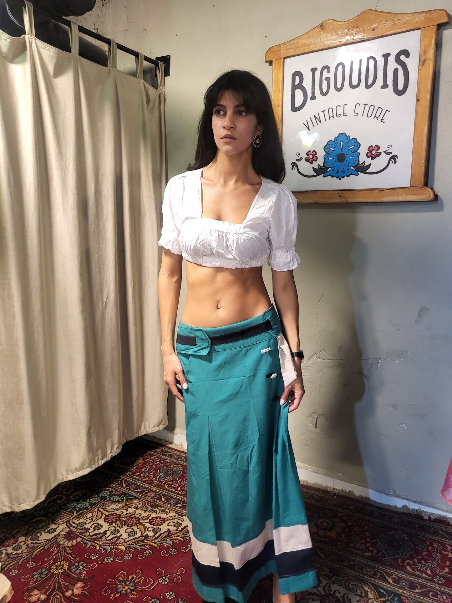 White Peasant Crop Top