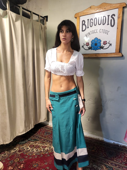 White Peasant Crop Top