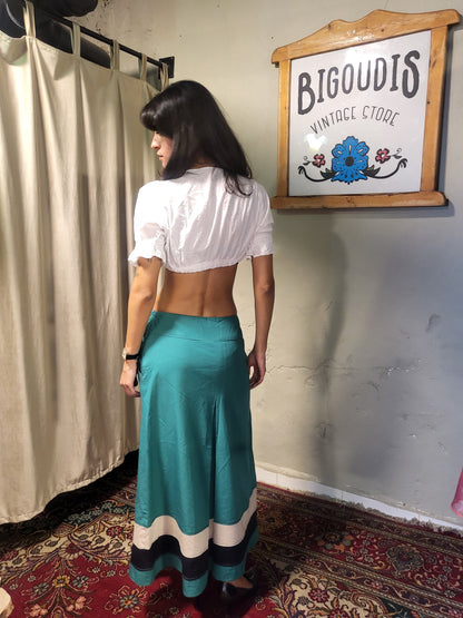 White Peasant Crop Top