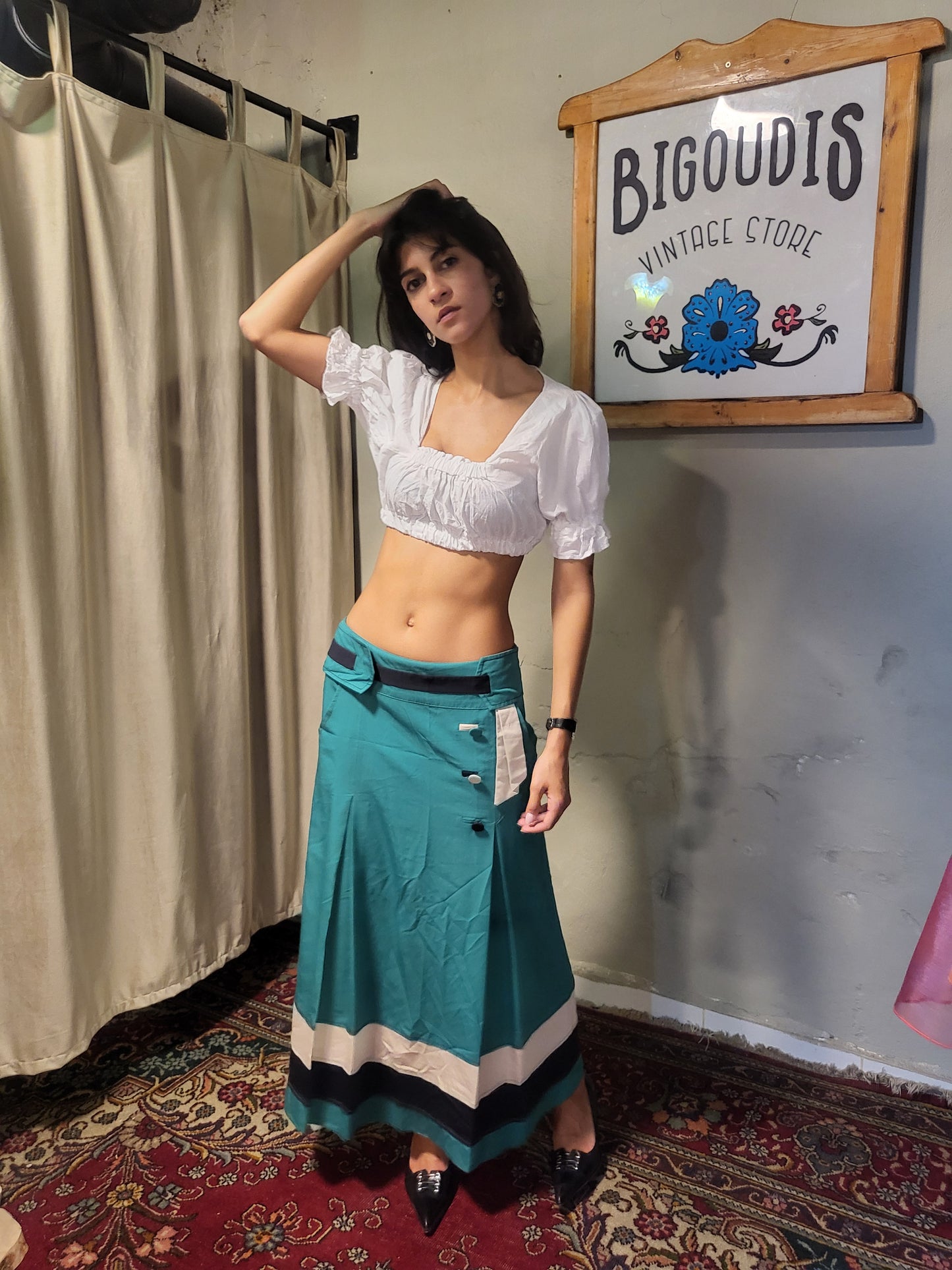 White Peasant Crop Top