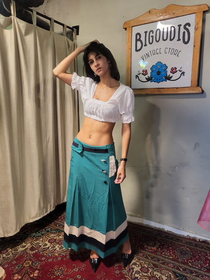 White Peasant Crop Top
