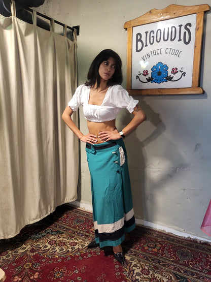 White Peasant Crop Top