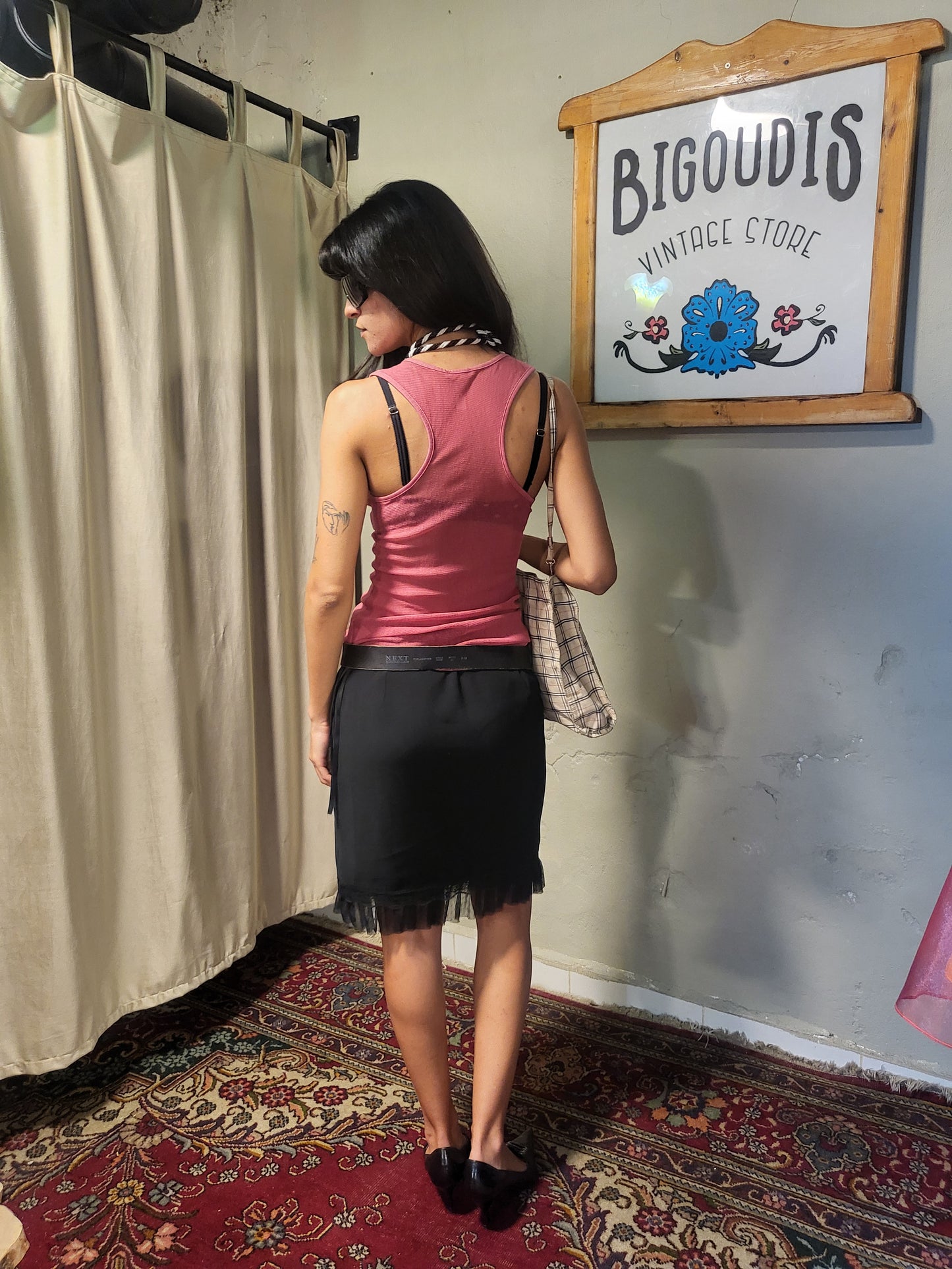 Y2K Pink Sequin Ribbed Tank Top