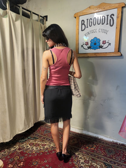 Y2K Pink Sequin Ribbed Tank Top
