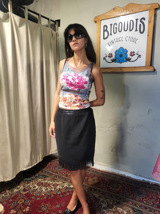 Derhy Floral Mesh Y2K Tank Top