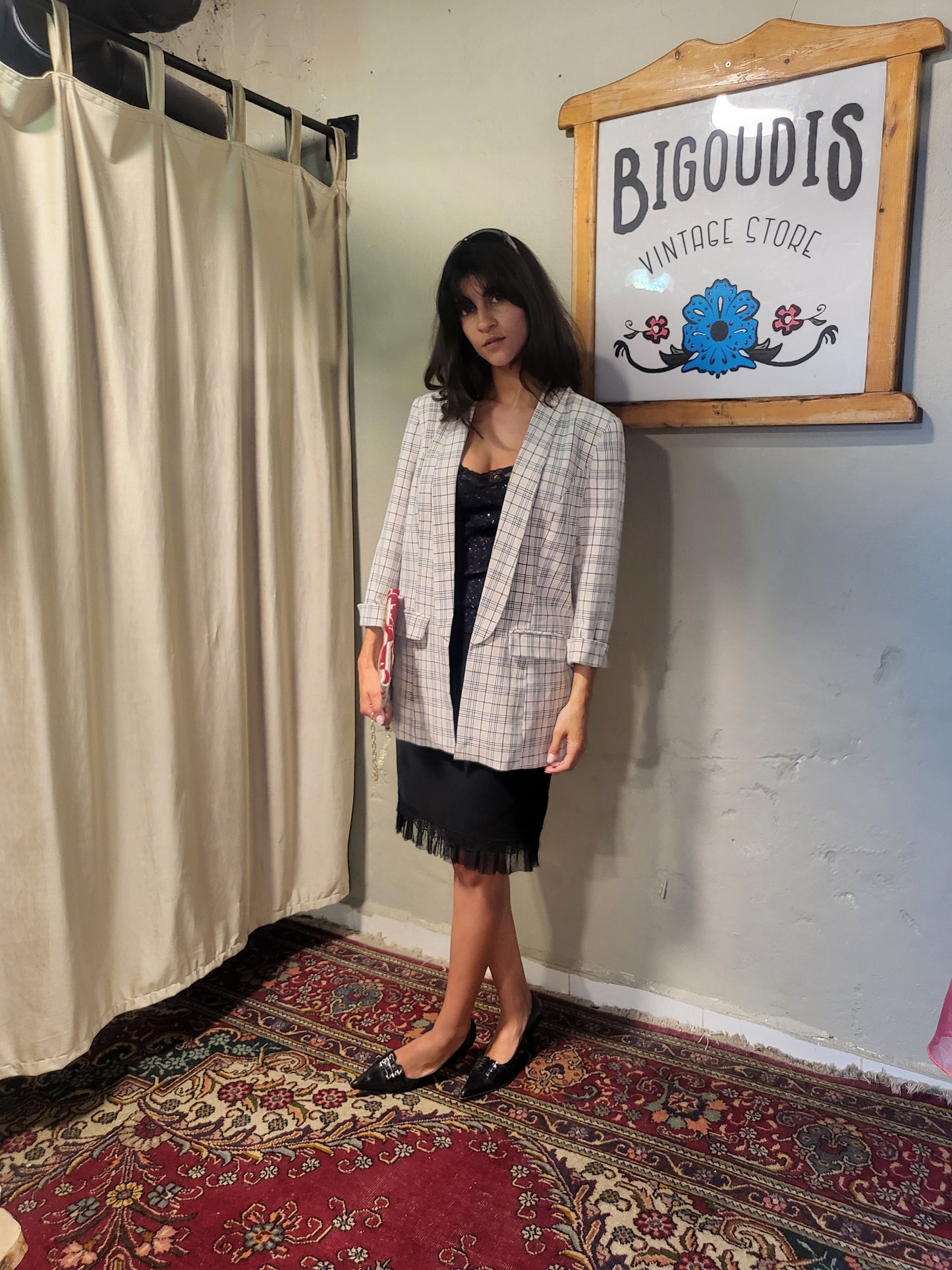 Kiabi Checkered Longline Blazer