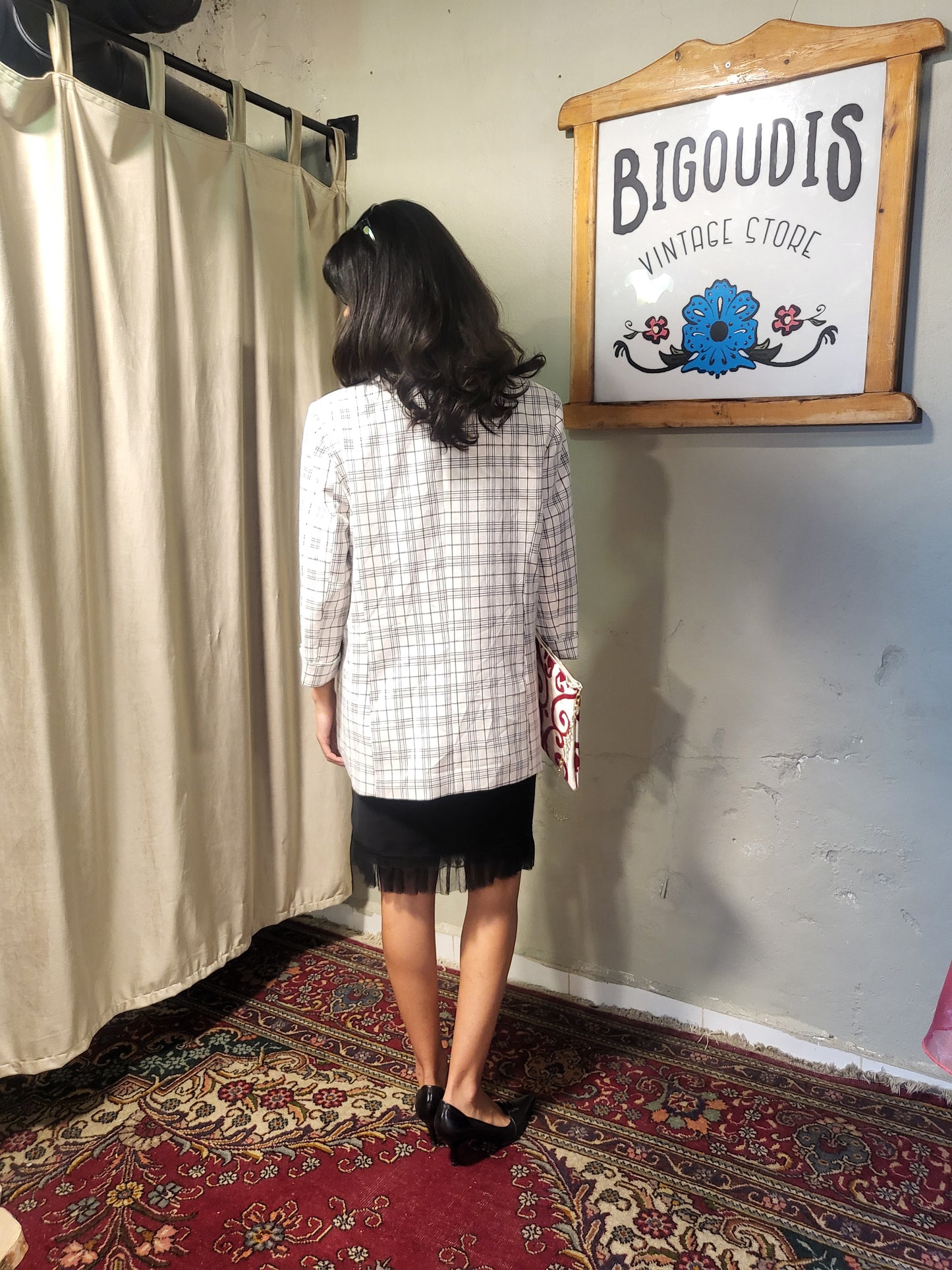 Kiabi Checkered Longline Blazer