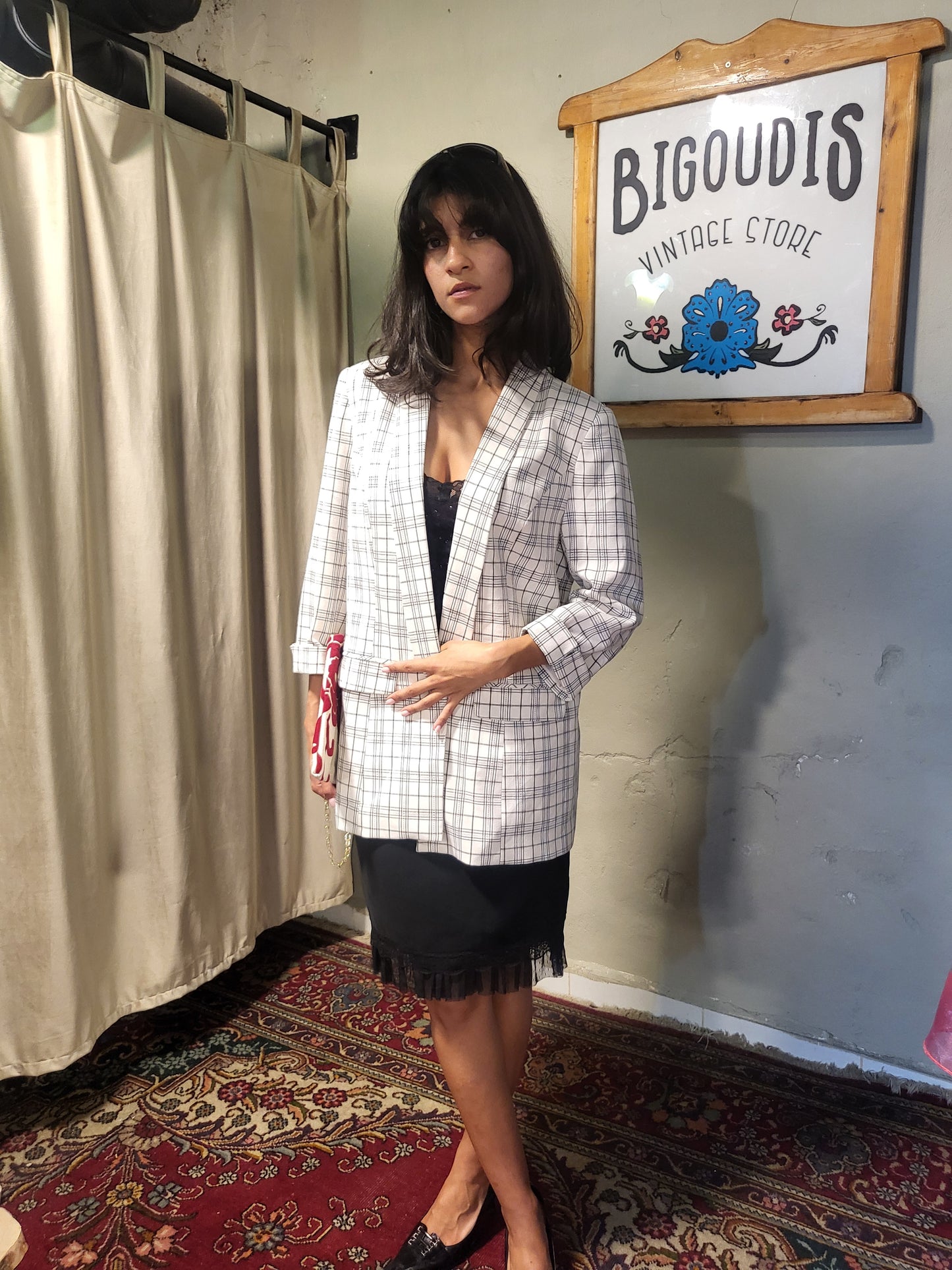 Kiabi Checkered Longline Blazer