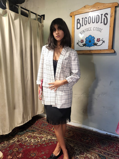 Kiabi Checkered Longline Blazer