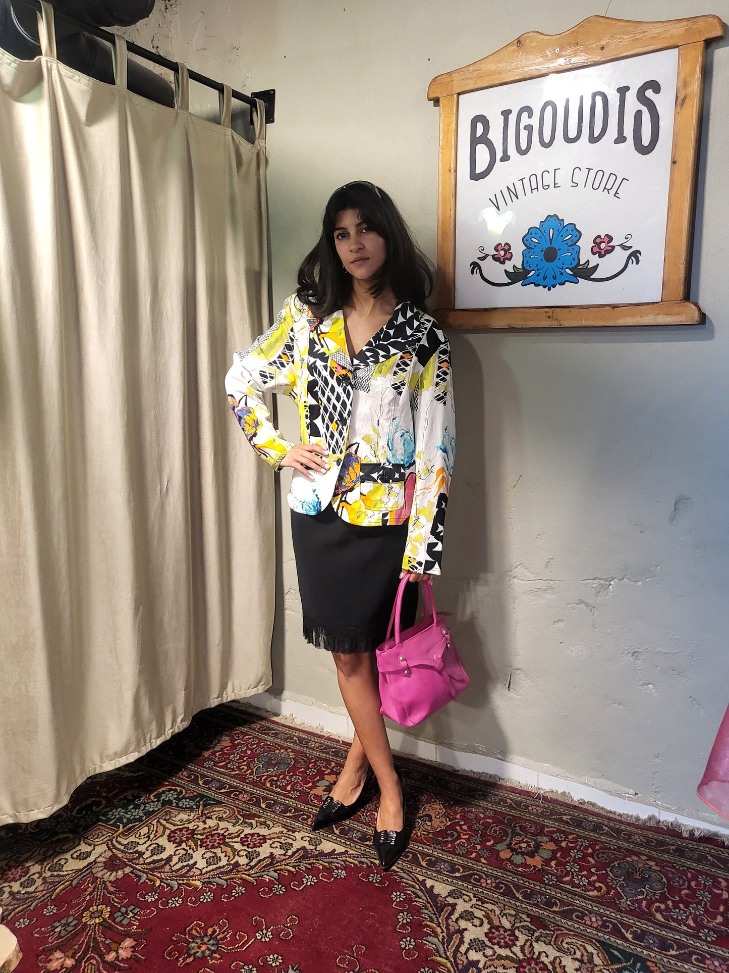 Pause Café Abstract Print Cotton Blazer