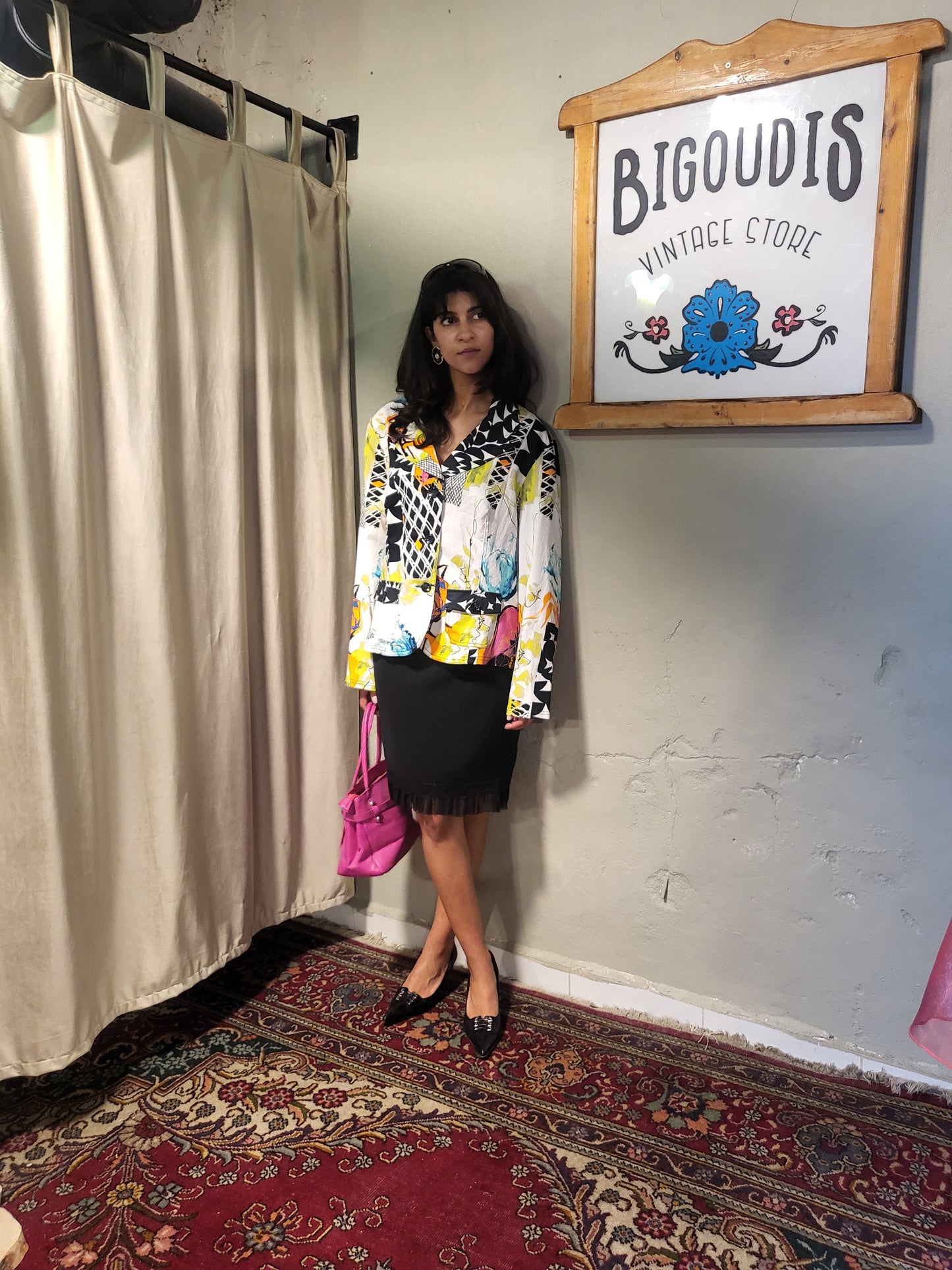 Pause Café Abstract Print Cotton Blazer