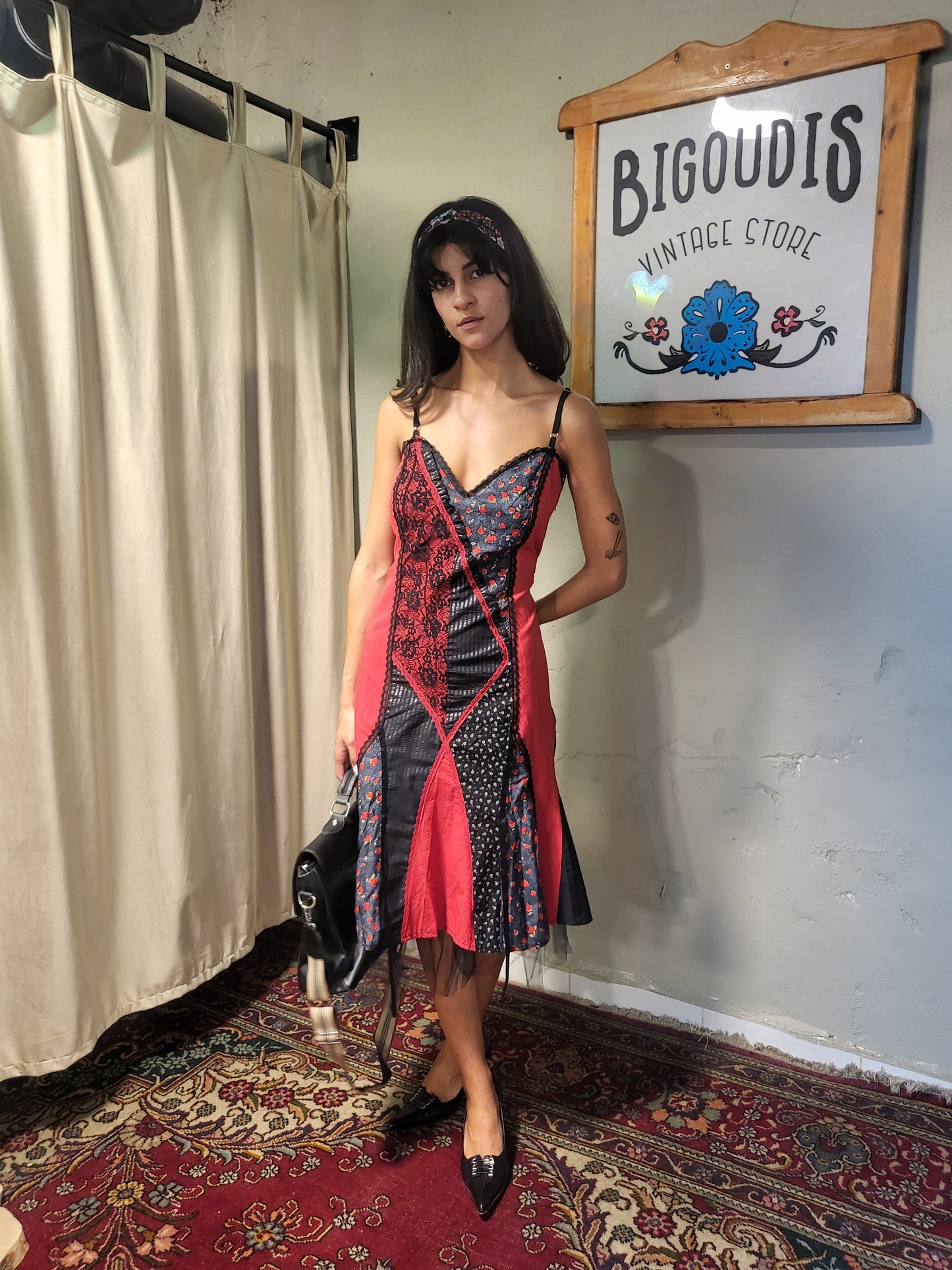 Patchwork Corset Midi Dress