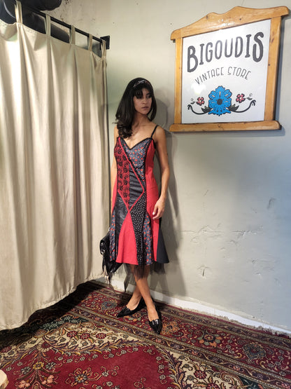 Patchwork Corset Midi Dress
