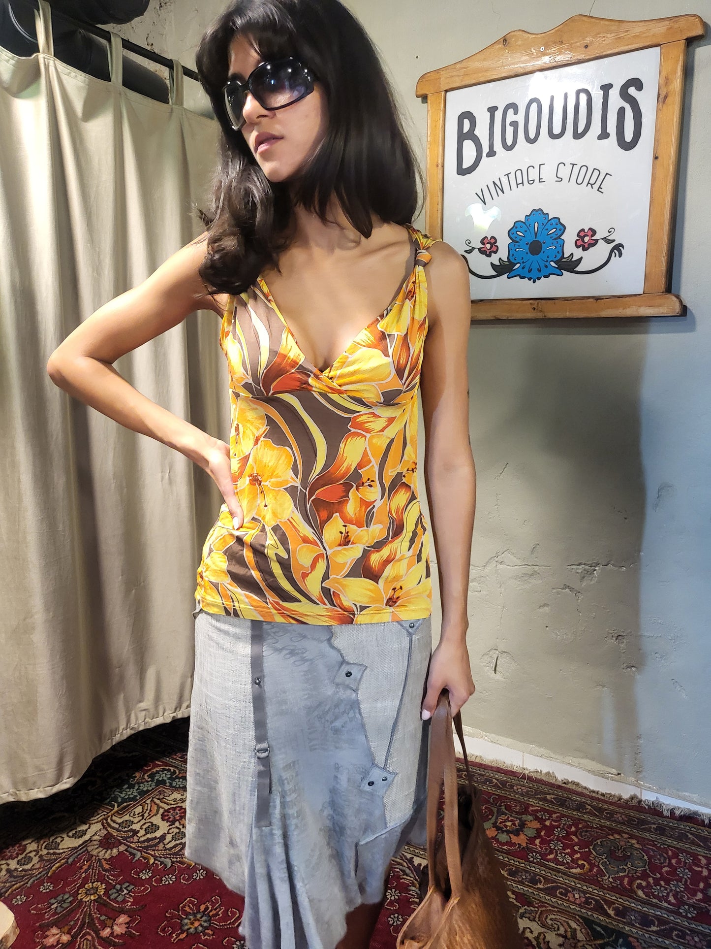Floral Ruched Tank Top