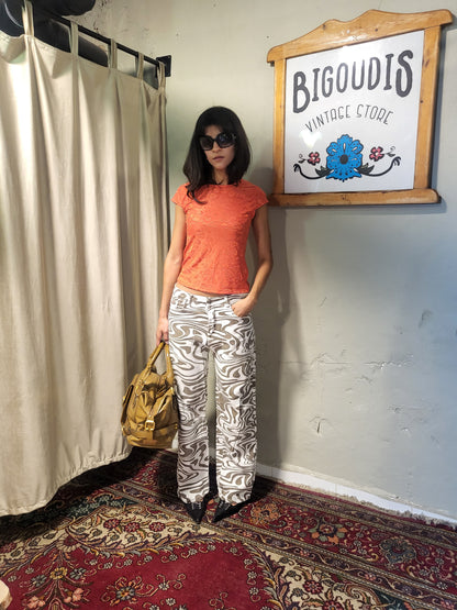 Y2K Abstract Print Wide-Leg Jeans