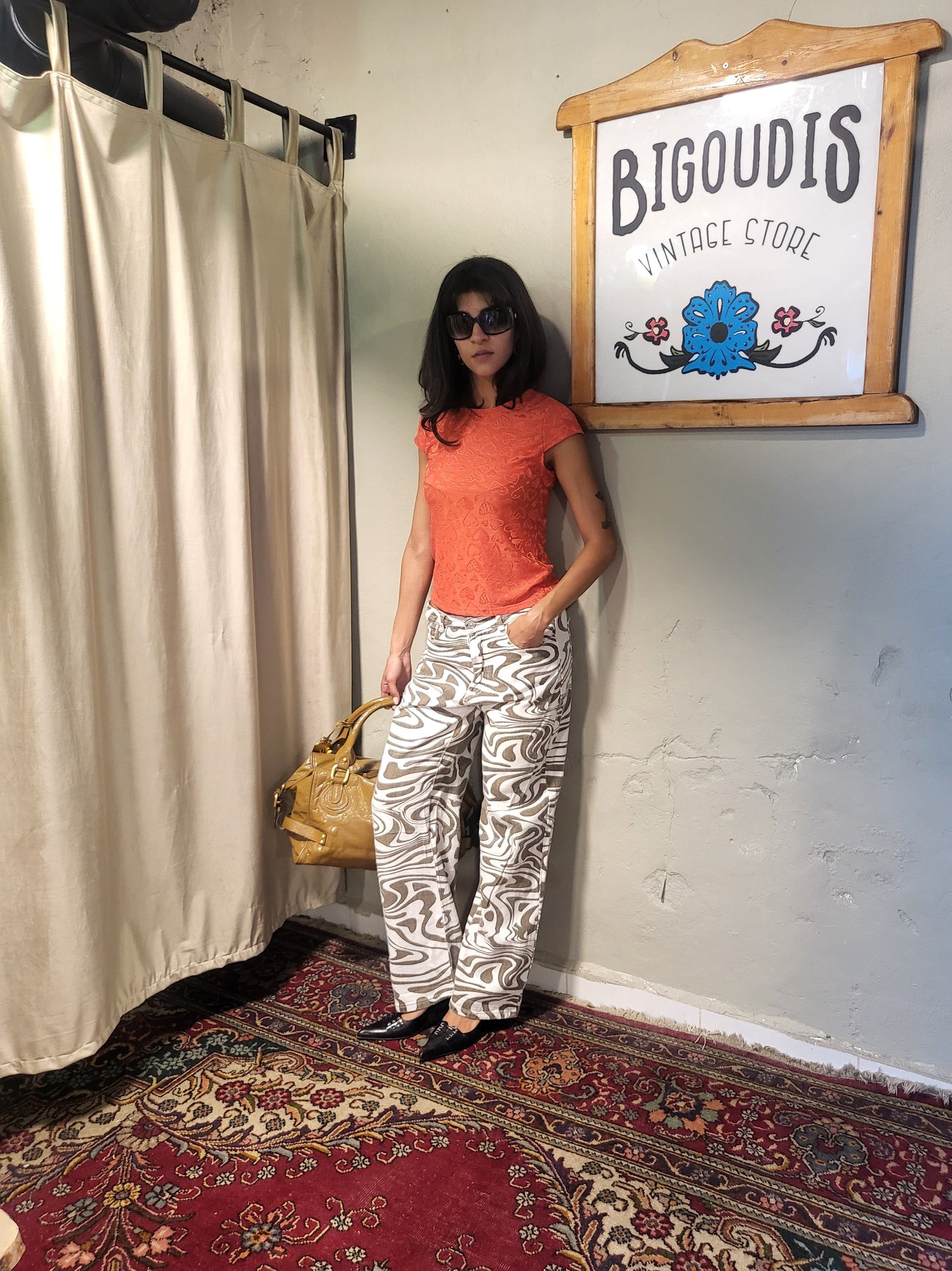 Y2K Abstract Print Wide-Leg Jeans