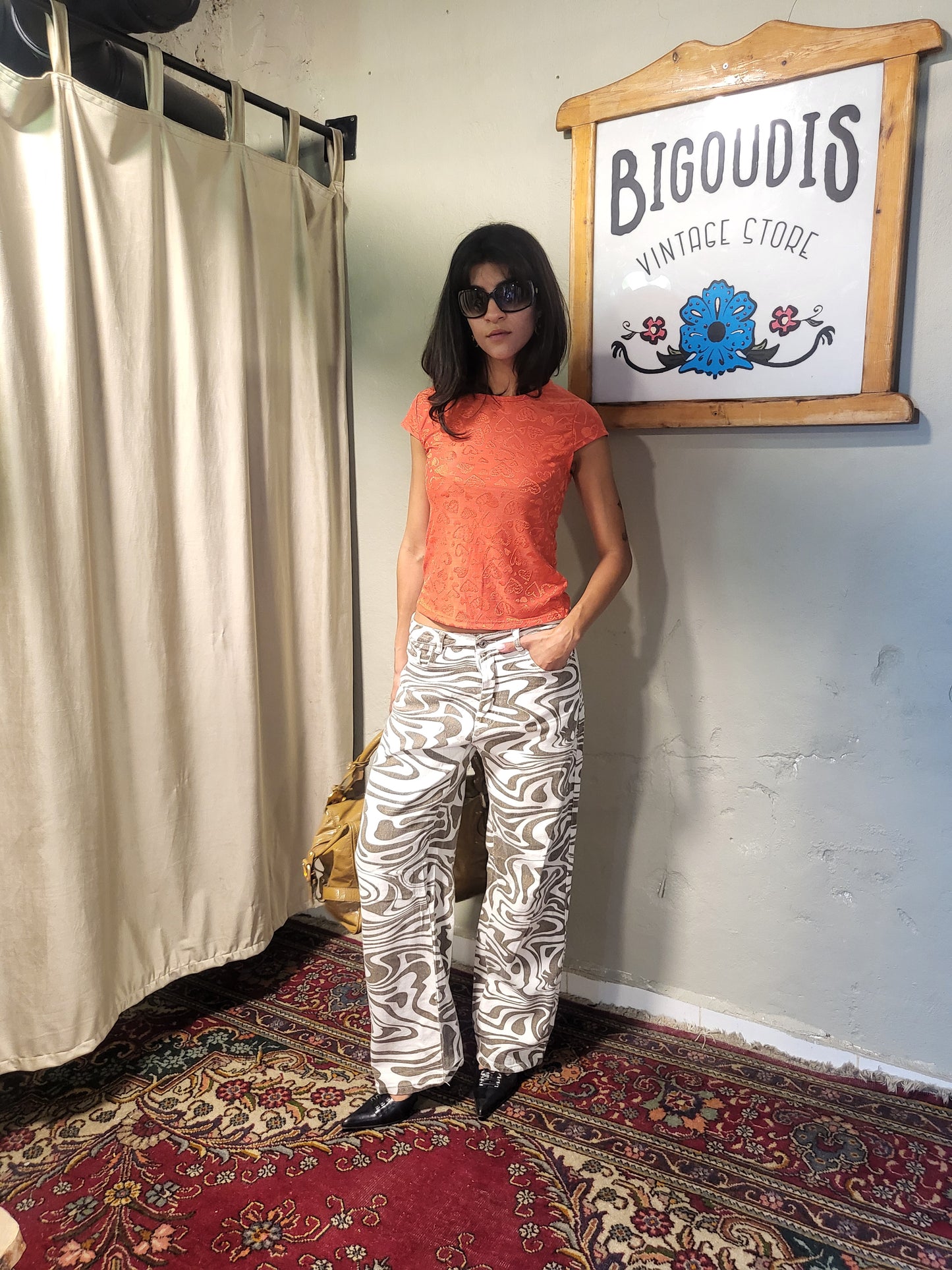 Y2K Abstract Print Wide-Leg Jeans