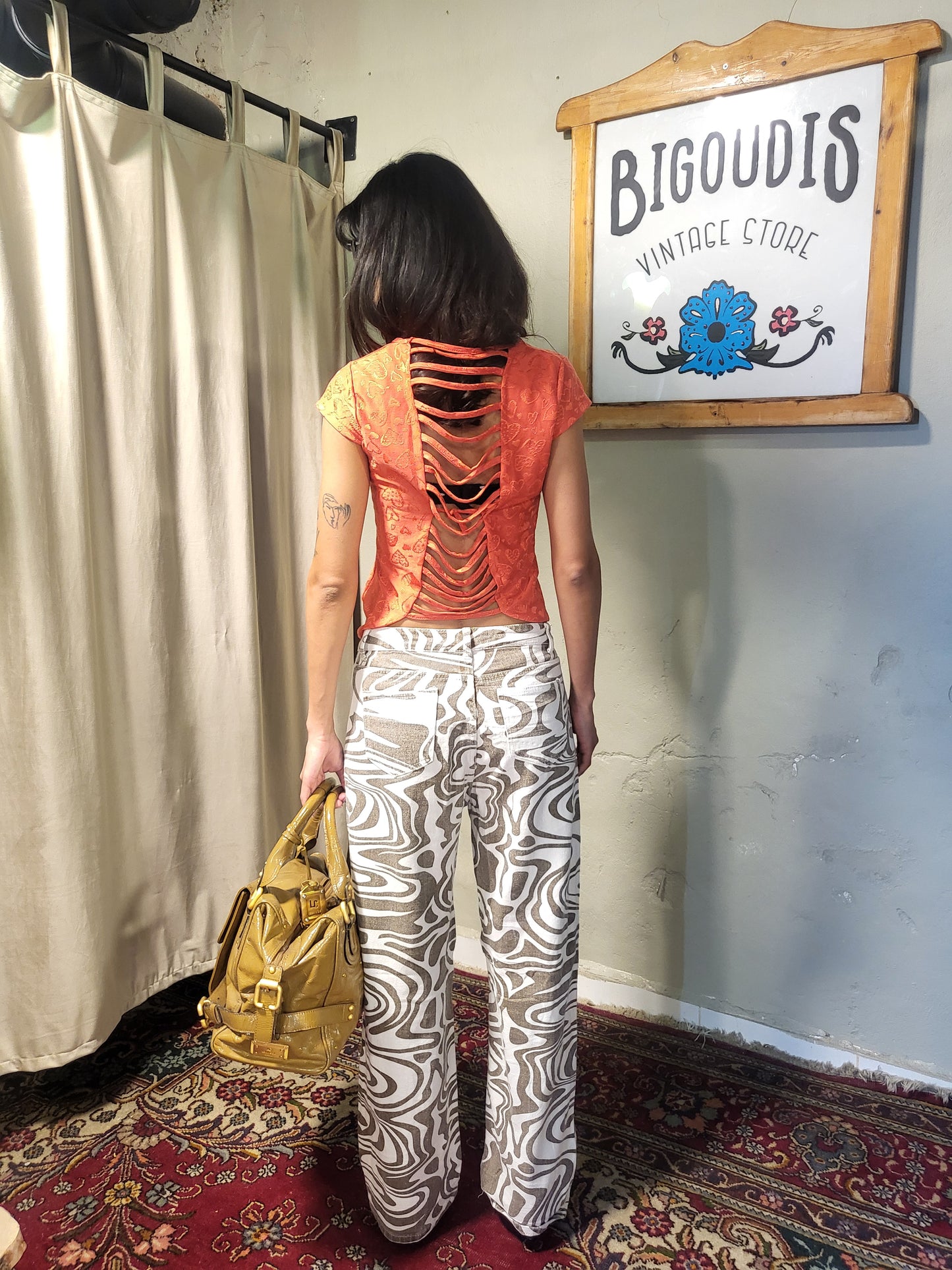 Y2K Abstract Print Wide-Leg Jeans