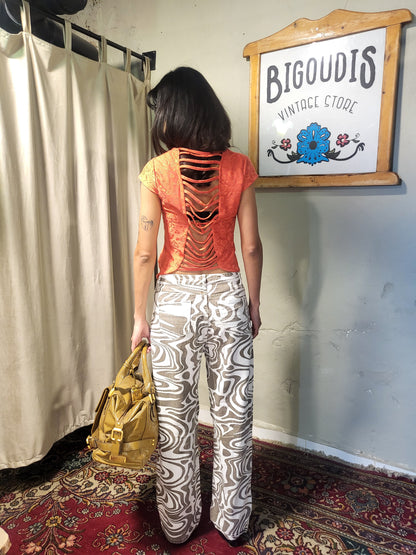 Y2K Abstract Print Wide-Leg Jeans