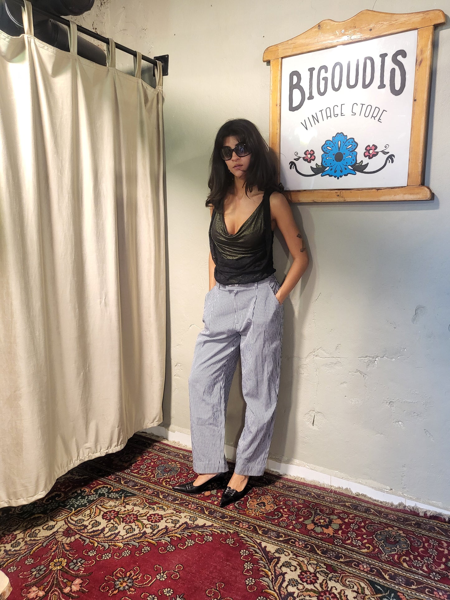 Black Gingham Trousers