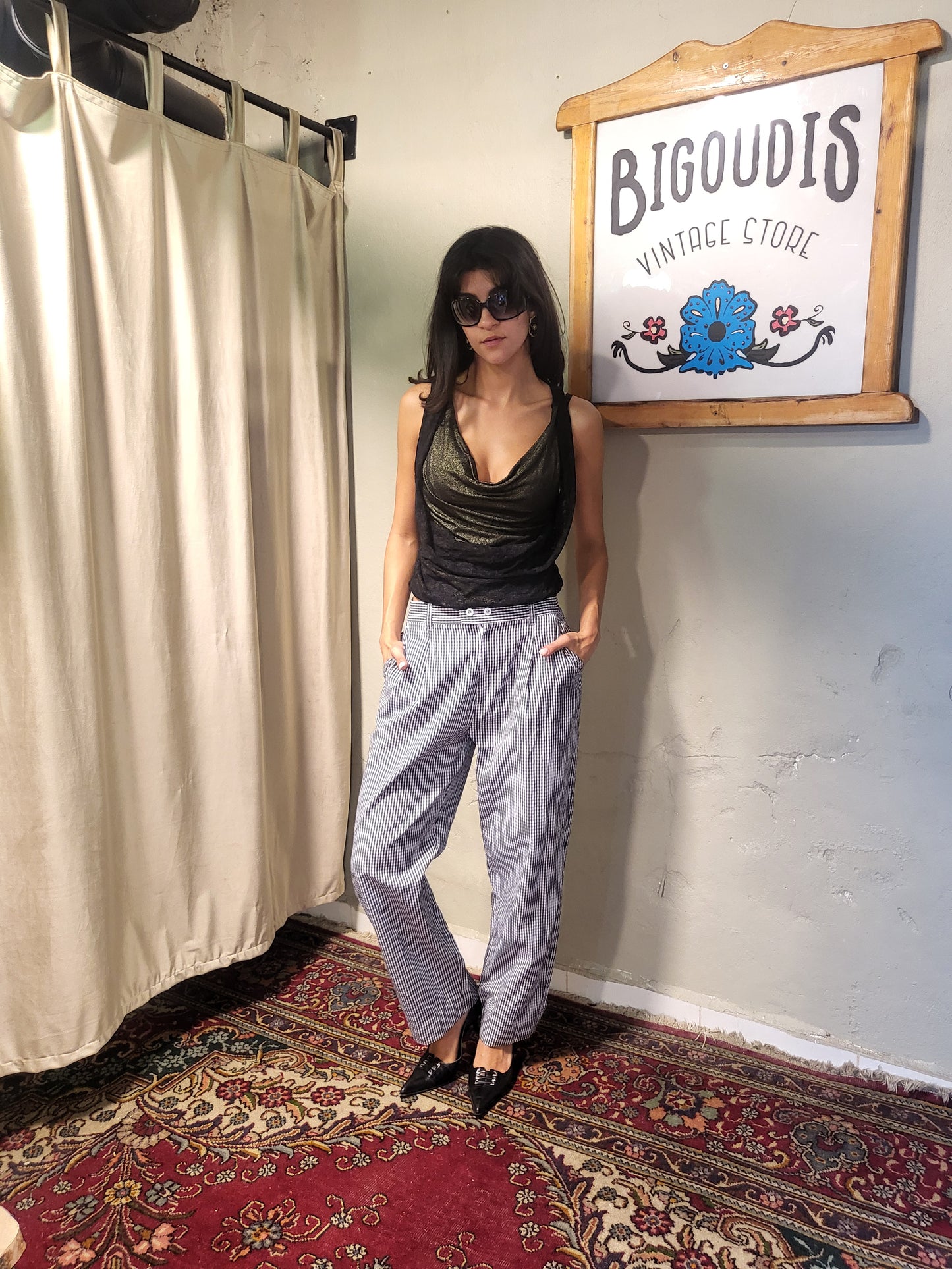 Black Gingham Trousers